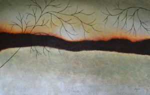 Winter Sunset Abstract Painting by Deborah Fagan Carpenter